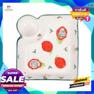 Dumplings จานเกี๊ยวเซรามิก Dumplings แก้วมังกร Kassa Home รุ่น Tdgi200624-1 ขนาด 18.3 ซม. ขาวขอบเขียวceramic Dumplings P