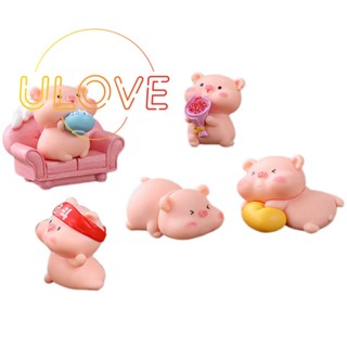 ฟิกเกอร์หมูจิ๋ว สีชมพู งานฝีมือ สําหรับตกแต่งบ้าน สวน DIY 6 ชิ้น