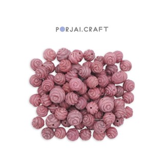 Rhodonite rose beads ลูกปัดดอกกุหลาบโรโดไนต์