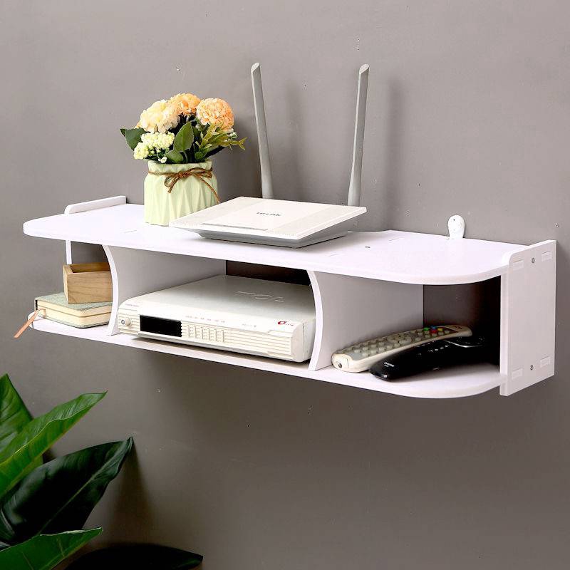 TV Top Shelves Router Rack Under Floating Shelf ,Wall Mount WiFi Stand