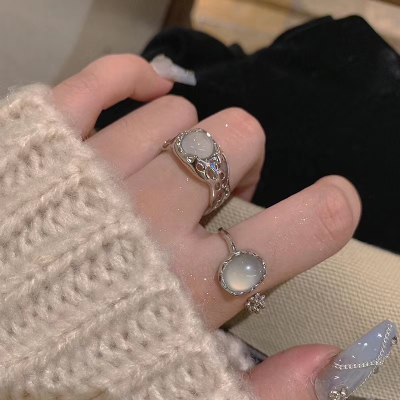 ชุดแหวนคริสตัลเรซิ่น โอปอล รูปหัวใจ สไตล์เกาหลี เครื่องประดับแฟชั่น สําหรับผู้หญิง - รูปที่ 2