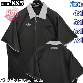 เสื้อยืด คอปก สีเทาเข้ม ขนาดใหญ่ ไซซ์ 4XL 5XL 6XL 7XL Bigsize JUMBO KS5