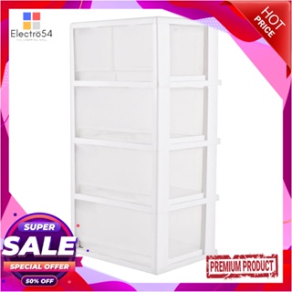 4 ตู้ลิ้นชัก 4 ชั้น มีล้อ STACKO FINE 42.1x35.8x85.1 ซม. สีขาว4 DRAWER WITH WHEELS STACKO FINE 42.1X35.8X85.1CM WHITE