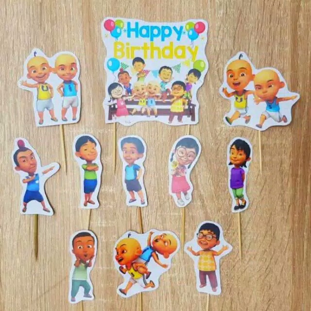 เนื้อหา: ท็อปเปอร์เค้ก 10 ชิ้นพร้อมตัวอักษร Upin & Ipin / Upin Ipin