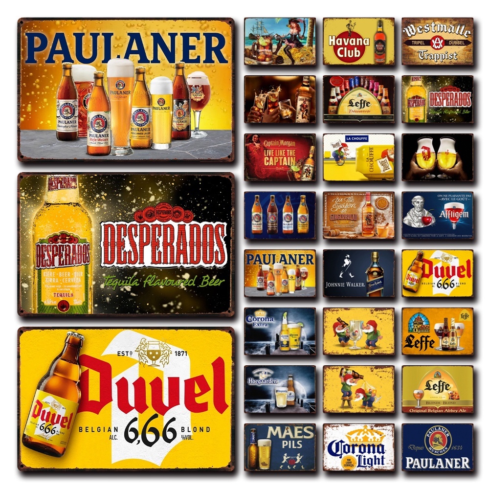 2024 ป้ายโลหะดีบุก ลาย Belgian Beer Duvel La Chouffe Leffe Hertog Jan Paulaner ขนาด 20*30 ซม. สําหรั