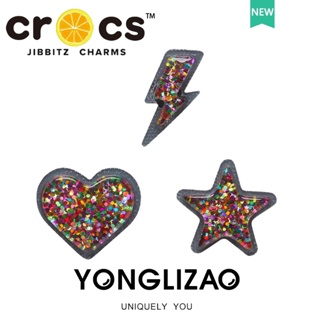 Crocs jibbitz จี้รูปหัวใจ ดาวห้าแฉก ฟ้าผ่า รองเท้า ดอกไม้ รูรองเท้า อุปกรณ์เสริมตกแต่งแฟชั่น jibbitz ปุ่ม