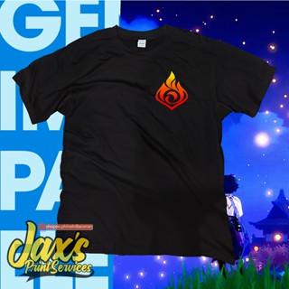 Genshin Impact Pyro I Fire Element Tshirt Element Logo Pocket Size Inspired Shirt_03