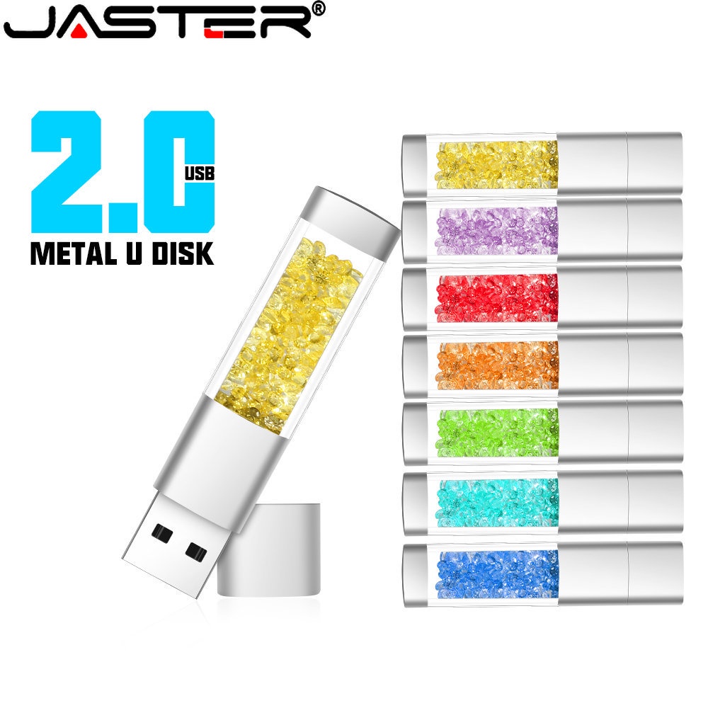 Jaster แฟลชไดรฟ์คริสตัล USB 2.0 128GB 64GB 32GB 16GB 8GB 4GB