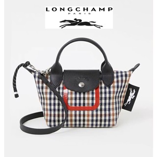 【PROMO 2022 ใหม่ limited edition 】 longchamp Le Pliage PieddePoule กระเป๋าสะพายไหล่ ขนาดกลาง ด้ามจับยาว