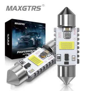 Maxgtrs หลอดไฟ LED ติดป้ายทะเบียนรถยนต์ C5W C10W 3570 2 ชิ้น