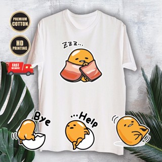 GUDETAMA EGG LINE EMOJI GRAPHIC TOP TEES PREMIUM COTTON FUNNY WHITE T-SHIRT 25-28_07