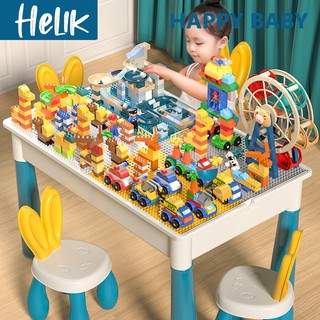 Meja Blok Bangunan Multifungsi Meja Belajar Kursi Set Meja Blok Besar Anak