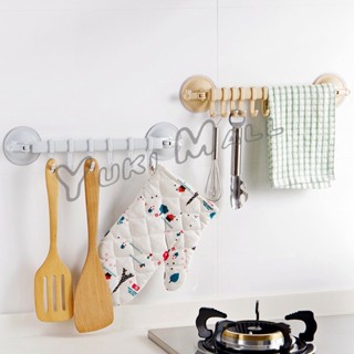 Yuki ที่แขวนของ ที่แขวนติดผนัง ถ้วยดูดยึดผนัง ไม่ต้องเจาะรู Coner Towel Hanger with 6 clips