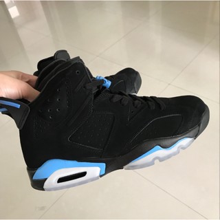 ขายดี Air Jordan 6 Retro รองเท้าบาสเก็ตบอล สีดํา สีฟ้า AJ6 384664-006