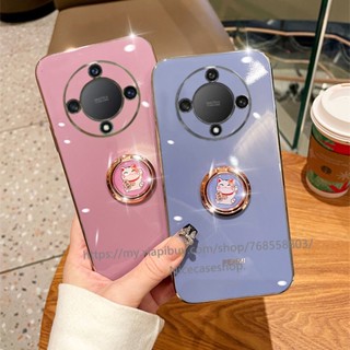 2023 New Honor X9a 5G เคส Phone Case with Cute Cat Holder Stand Phone Casing Plating TPU Candy Colors Phone Protective Back Cover เคสโทรศัพท