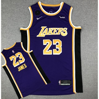 ขายดี 2020 เครื่องหมายที่ระลึก KB Los Angeles Lakers สําหรับผู้ชาย #23 เสื้อกีฬาบาสเก็ตบอล คอกลม ปักลาย LeBron James GBfgdn22LHenok24 สีม่วง