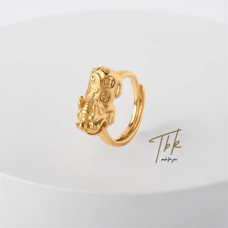 TBK แหวน ปี่เซียะ ทอง แฟชั่น ทองครึ่งสลึง สแตนเลส jewelry ring เครื่องประดับ 18k ปรับได้ ไม่ลอกไม่ดํา สําหรับผู้หญิง 237r