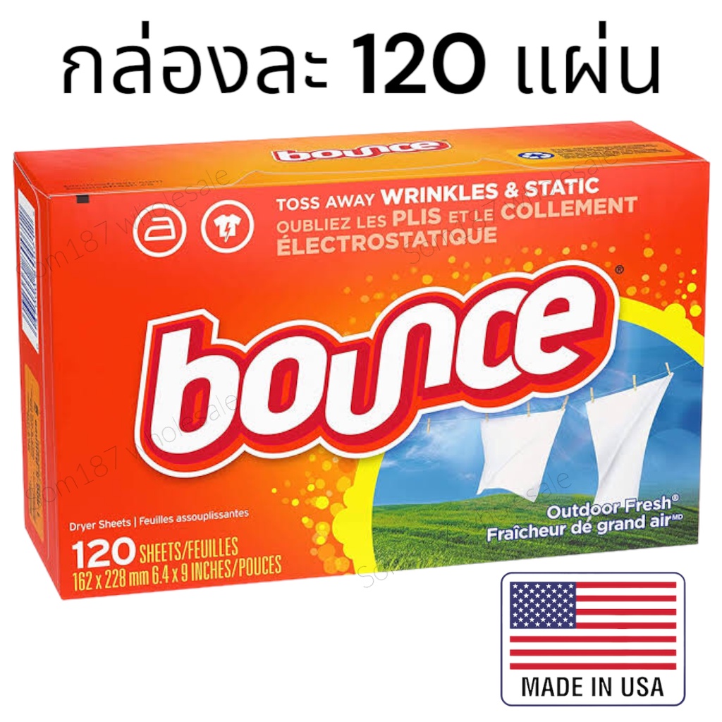 Bounce แผ่นหอมปรับผ้านุ่ม กลิ่น Outdoor Fresh ขนาด 120 แผ่น Fabric Softener Dryer Sheet