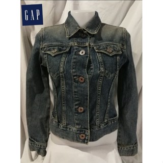 GAP Brand_2nd hand เสื้​อยีนส์ฟอก​แขนยาวผ้าฝ้าย 💯%/ Size​ XXS​ / แท้มือสองกระสอบนำเข้า​