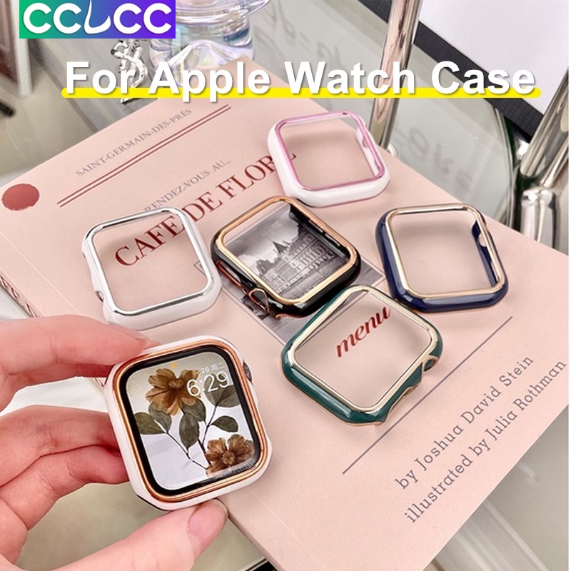 Cclcc เคสนาฬิกาข้อมือ PC แบบแข็ง สองสี สําหรับ Apple Watch Series 8 745 มม. 41 มม. 6 SE 5 4 3 2 SE i