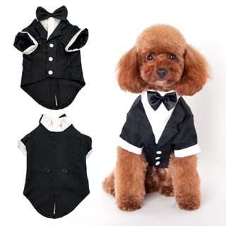 Tuxedo ชุดทักซิโด้ ชุดสัตว์เลี้ยง เสื้อหมา เสื้อแมว 2XL Dog Clothes Wedding Cat Suit Formal Shirt Bowtie