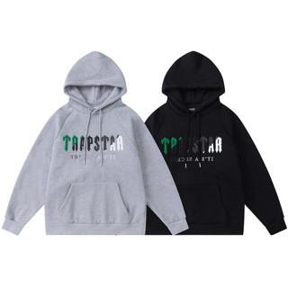 Trapstar เสื้อสเวตเตอร์ ผ้าฟลีซ ปักลายดาว สีเขียว สีดํา