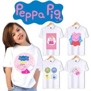 เสื้อยืด พิมพ์ลายกราฟฟิค Peppa แฟชั่นฤดูร้อน สําหรับเด็กผู้หญิง อายุ 0-12 ปี