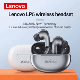 หูฟังอินเอียร์ไร้สาย Lenovo LP5 BT5.0 พร้อมคอยล์เคลื่อนไหว 13 มม. ความทนทานนาน สีขาว สีเทา