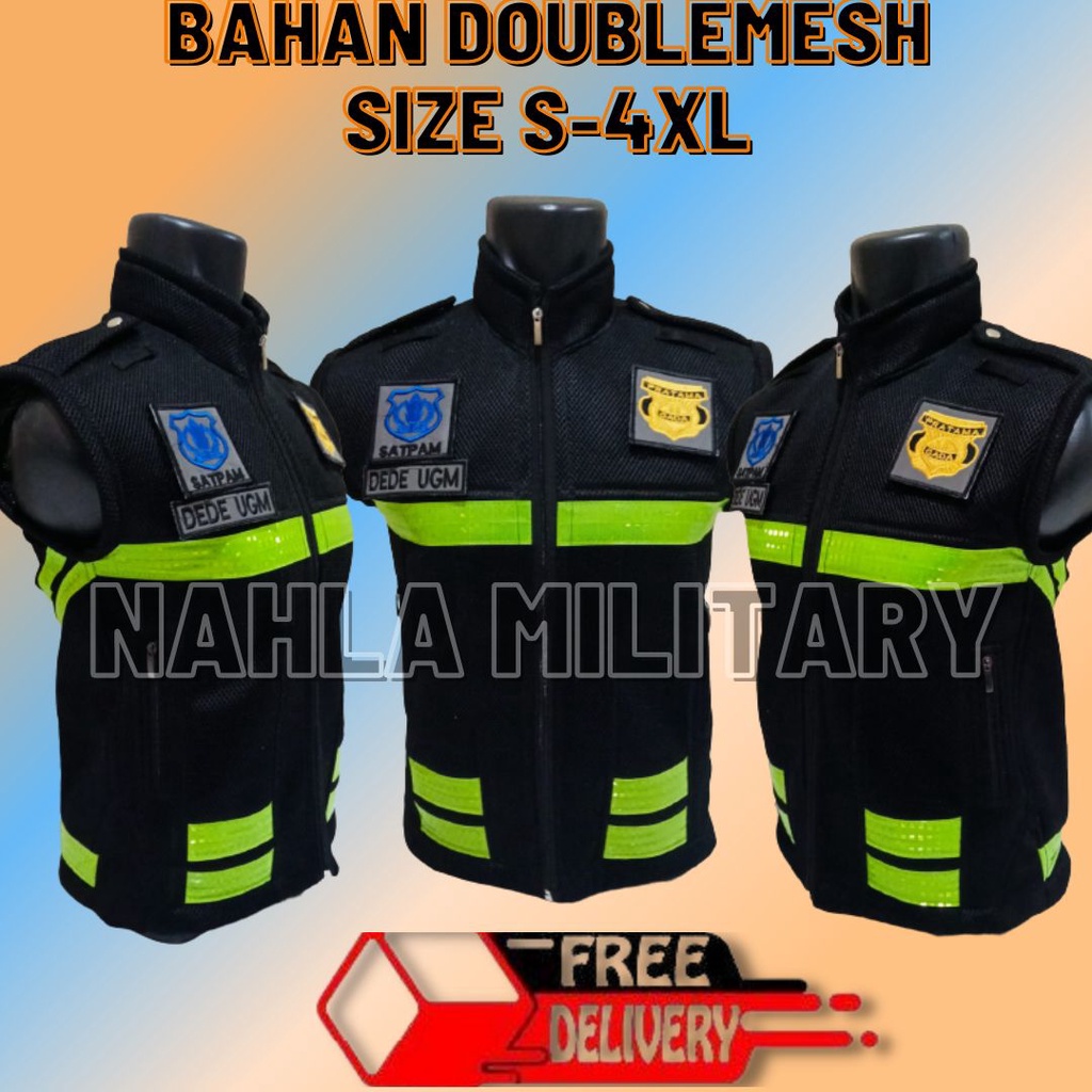 Hitam ใหม่ล่าสุด SECURITY VEST/LATEST SECURITY VEST/LATEST THICK SECURITY VEST-2022/DOUBLEMESH/SPAM 