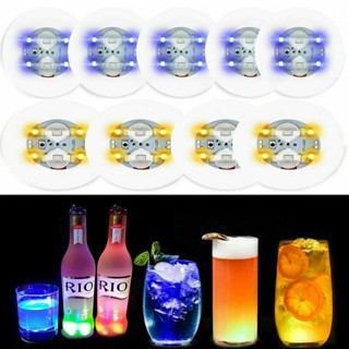 [พร้อมส่ง] แผ่นรองแก้วเครื่องดื่ม มีไฟ LED เรืองแสง สําหรับงานแต่งงาน ไนท์คลับ ปาร์ตี้ แจกัน 5 10 ชิ้น