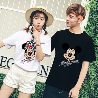 【Ready Stock】8colors 100% cotton summer cartoon handwritten letter Mickey Mouse Minnie print couple men and women s_02