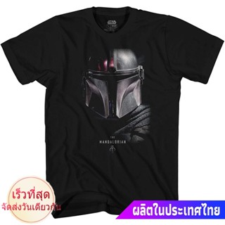 ผู้ชายและผู้หญิง Star Wars The Mandalorian Helmet Poster T-Shirt top รุ่นคู่_04