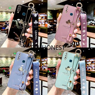 เคส Vivo V25 Pro เคส Vivo Y21 เคส Vivo Y22 เคส Vivo Y30 เคส Vivo V25E Case Vivo Y01 Case Vivo Y12 Y15 Case Vivo Y15S Y15A Cover Vivo Y17 Case Vivo Y21T Case Vivo S15 Pro Cute Silicone Maple Leaf Wristband Phone Case With Rope โทรศัพท์มือถือ ซิลิโคน