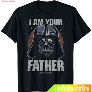 DaVinci Shoes ข้อเสนอพิเศษ ดิสนีย์ สตาร์วอร์ส ฤดูร้อน Star Wars Darth Vader I Am Your Father Dark Portrait T-Shirt _04