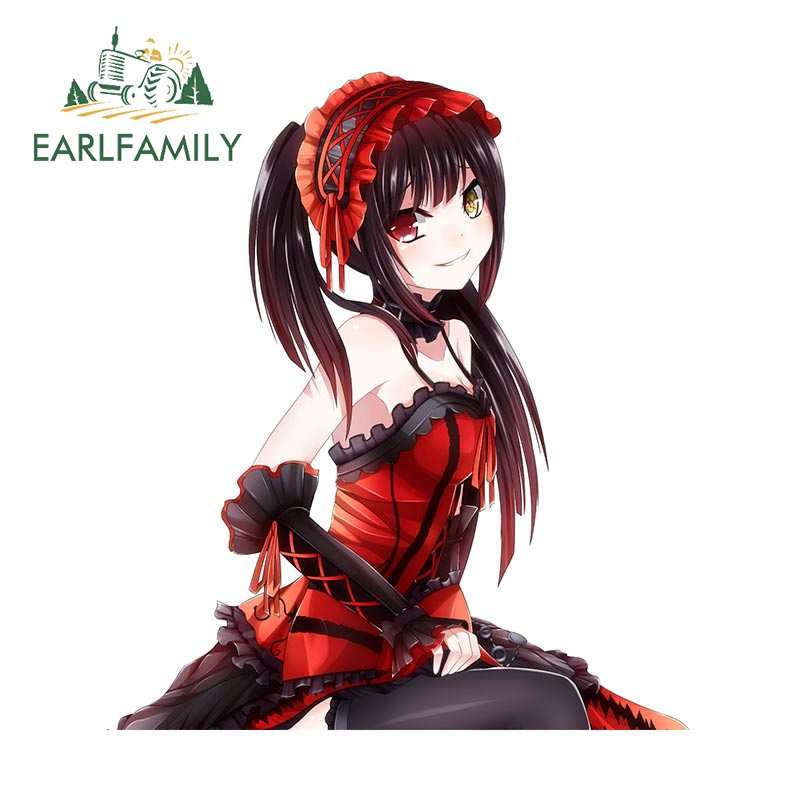 Earlfamily สติกเกอร์ ลายการ์ตูนอนิเมะ Kurumi Tokisaki กันน้ํา 13 ซม. x 11.5 ซม. สําหรับติดตกแต่งรถยนต์