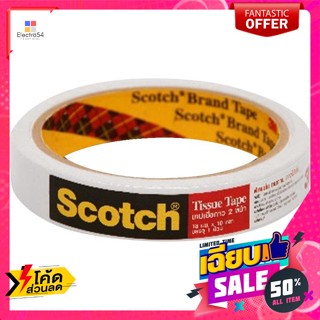 สก๊อตช์ 3เอ็ม เทปเยื่อกาว 2 หน้า ขนาด 18 มม. ยาว 10 หลา Scotch 3M Double Sided Tissue Tape Size 18 m