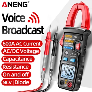เครื่องวัดกระแสไฟฟ้าแบบหนีบดิจิตอล NCV พร้อมมัลติมิเตอร์ เครื่องทดสอบกระแสและแรงดันไฟฟ้ากระแสสลับ สำหรับการทดสอบระบบไฟฟ้าในรถยนต์ช่วงฤดูร้อน พร้อมกล่อง 1 ชุด รุ่น AT619 สีแดงดำ