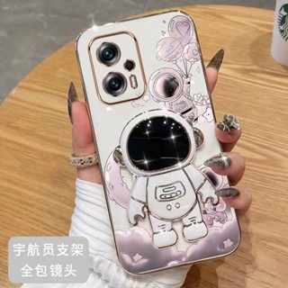 เคสโทรศัพท์มือถือ ขอบตรง ลายนักบินอวกาศ พร้อมขาตั้ง สําหรับ Redmi note 12 Redmi note 12 pro Redmi note 12 pro plus Redmi note 11 prime 4G Redmi 12C