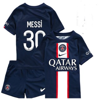 2022-2023 ปารีส เซนต์เยอรมัน เมสซี่ #ชุดเสื้อฟุตบอล Paris Saint-Germain Mbappe 7 สําหรับเด็ก 30 ชิ้น