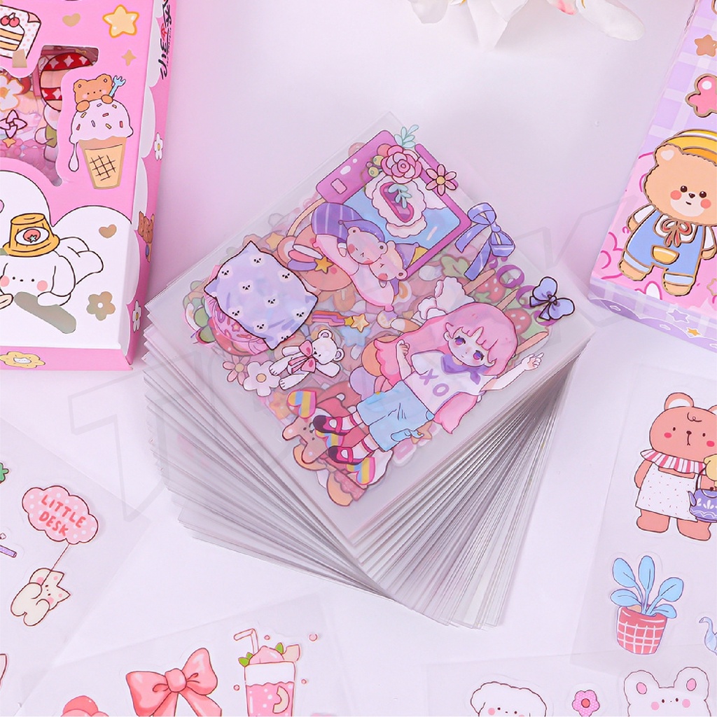 พร้อมส่งในไทย❗❗ สติ๊กเกอร์ 100แผ่น 🧡 Sticker ชุด PVC น่ารักกันน้ำ ตกแต่ง สติ๊กเกอร์ไดคัท ลายน่ารัก 🧡 - รูปที่ 6