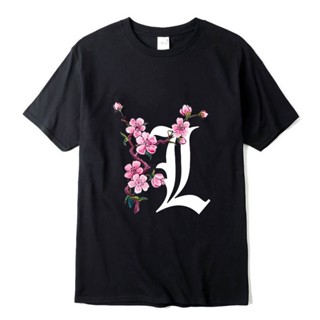 【All-match T-shirt】 Anime Death Note Classic Harajuku Cherry Blossom Print Short-sleeved Thin Cotton Loose Casual C_12