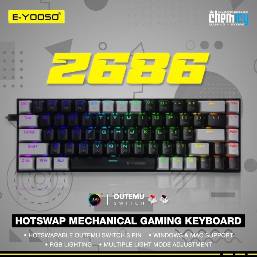 E-YOSO Z686 68% Mini RGB Hotswap Mechanical Gaming Keyboard