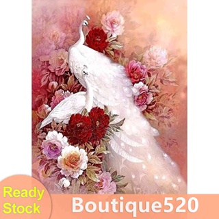 【จัดส่งฟรี】ภาพวาดปักเพชร ปักครอสสติตช์ ทรงสี่เหลี่ยม ลายนกยูง 5D DIY [boutique520.th]