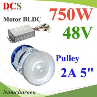 ..มอเตอร์บลัสเลส BLDC 48V 750W พร้อมคอนโทรล ติดตั้งมู่เล่ย์ 2 ร่อง A ปั๊มชัก รุ่น BLDC-750W-48V-Pulley NC