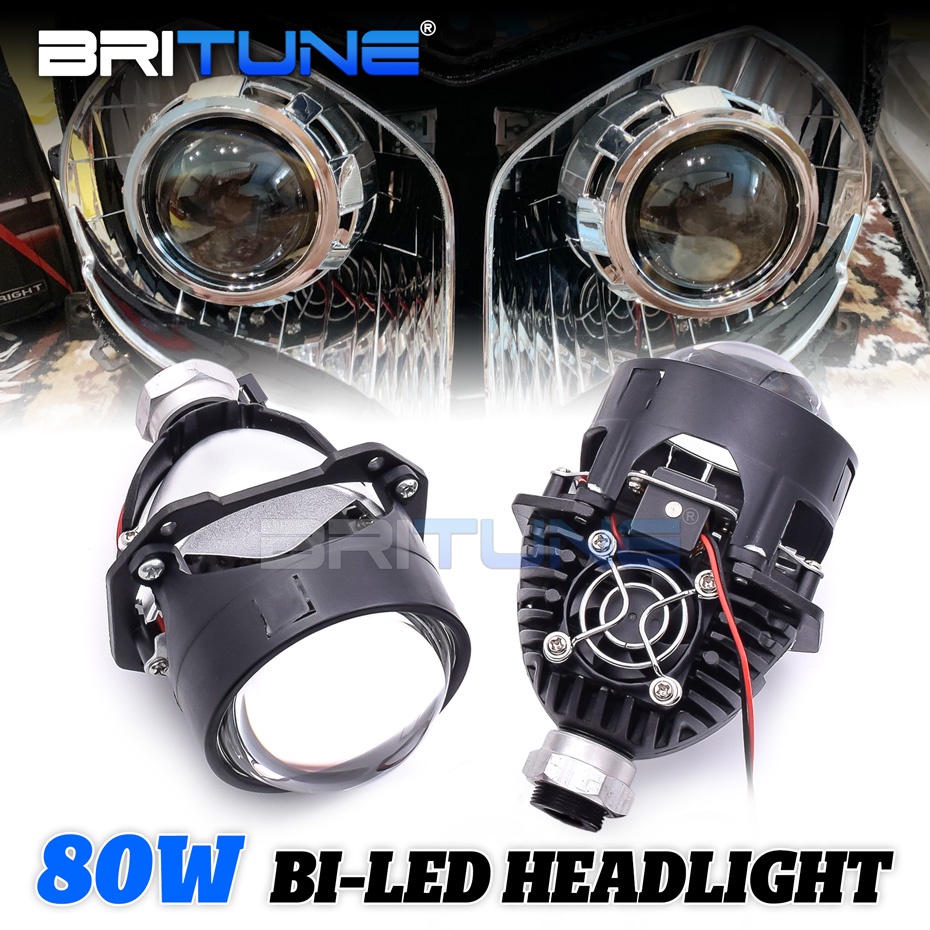 80W LED Mini โปรเจคเตอร์ไฟหน้า H4 H7 H11 9005 9006 LED ไฟหน้าหลอดไฟ Hi/lo Angel Eye Halo แหวนรถ Retr