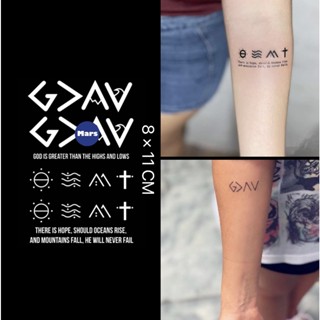 【Mars Tattoo】ใหม่ สติกเกอร์รอยสักชั่วคราว กึ่งถาวร ลายตัวอักษร 2 สัปดาห์ ติดทนนาน X007