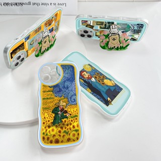 OPPO A7 A5S A12 A9 A5 A3S A12E A74 A95 A71 A76 A36 A94 A96 2020 4G เคสออปโป้ สำหรับ Case Oil Painting Painter With Holder เคส เคสโทรศัพท์ เคสมือถือ Full Back Cover Soft Silicone Cases Protective Shell Shockproof Casing