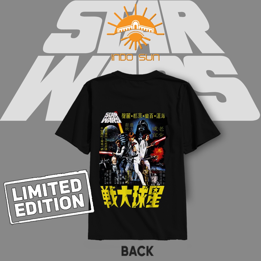 Indo SUN - KAOS STAR WARS - STAR WARS เสื้อยืดโปสเตอร์ภาพยนตร์ญี่ปุ่น สไตล์วินเทจ - KAOS LIMITED EDI