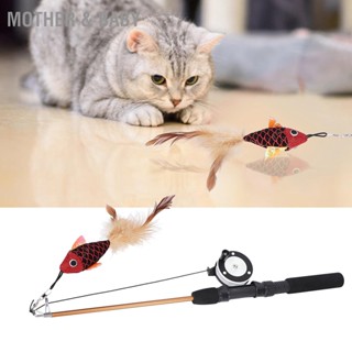 Mother &amp; Baby Cat Fishing Pole Toy Bite Resistance Multifunctional Feather Teaser ของเล่นไม้กายสิทธิ์สำหรับแมว