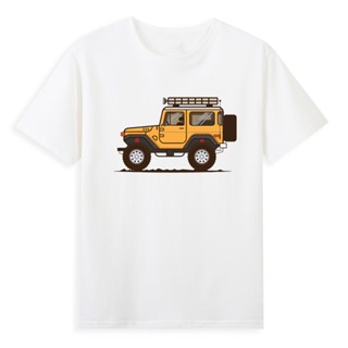 Off-Road รถรูปการ์ตูน T เสื้อผู้ชายแฟชั่นของสีขาวเสื้อเชิ้ตรถสไตล์แขนสั้นฤดูร้อนผ้าฝ้ายผู้ชายเสื้อยืดS-5XL